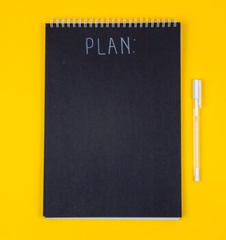Cover illustration of a planning template in use