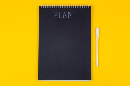 Cover illustration of a planning template in use