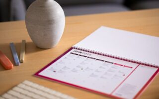 Cover illustration for self-care routine planner with calendar, icons, and a gentle palette