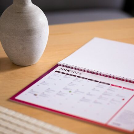 Cover illustration for self-care routine planner with calendar, icons, and a gentle palette