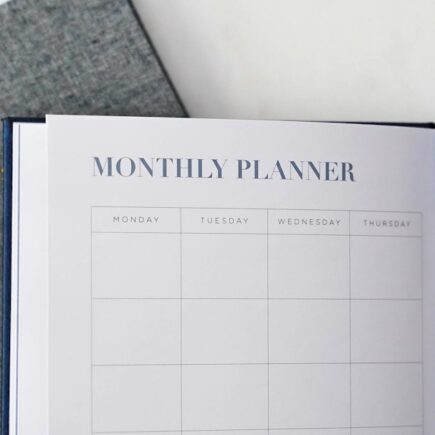 Cover image for daily self-care planner with icons for sleep, water, notes, and calm colors